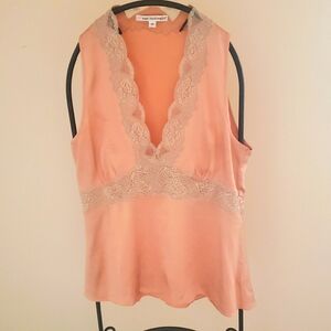 Peach Sleeveless Lace Trim Cami